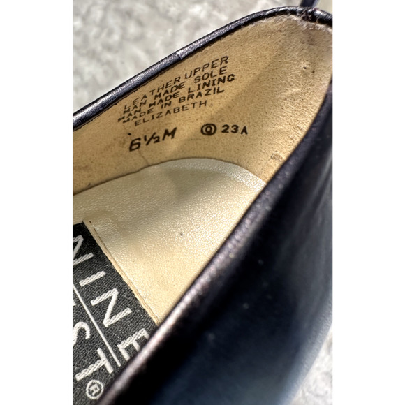 Nine West Vintage Navy Blue Metallic Leather Pumps Y2K 90s Square Toe Womens 6.5 - Picture 6 of 9